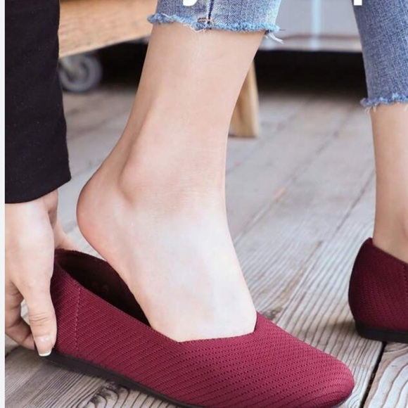 ROTHY’S THE FLAT Rounded Toe Ballet Flat Shoes Burgundy 10.5 Women - Picture 2 of 10